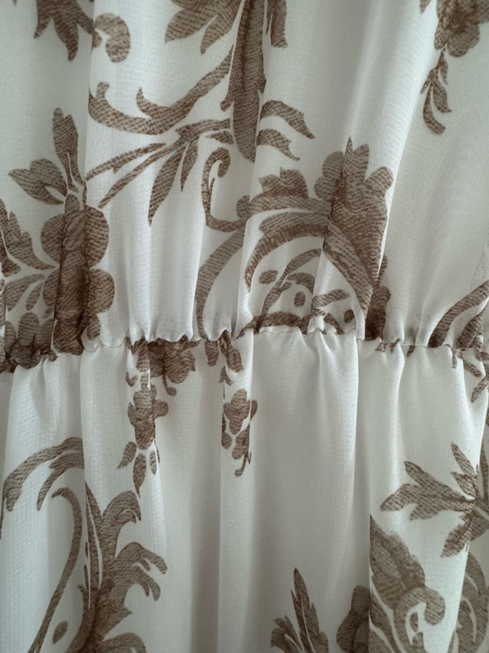 Ungaro Floral Paisley Ruffle Maxi Dress XXL Cream Gold NWOT - Picture 10 of 14